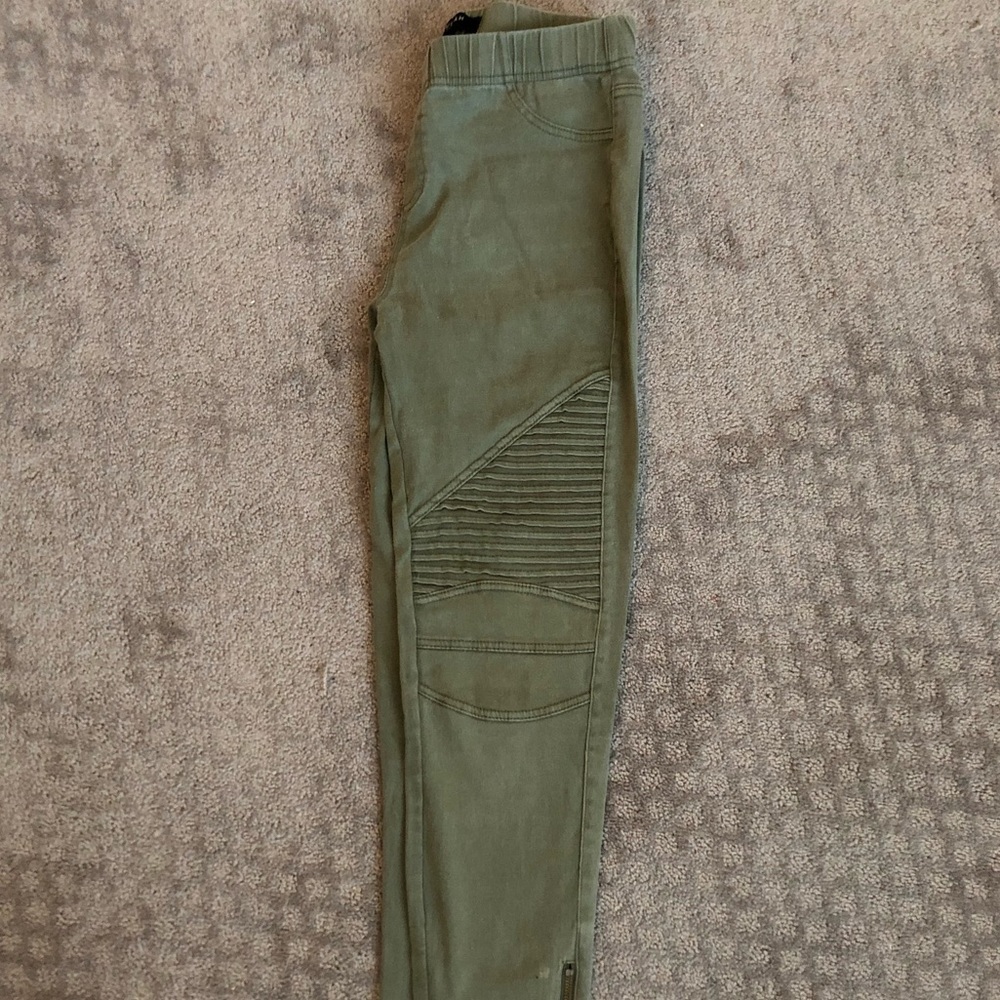 Green Moto Leggings